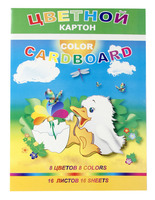 Набор детскийцветного картона "Утенок" 16л. 8цв.