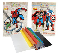 Бумага цветная "Marvel comics" (мелованная, 8 цв./16 л., А4)