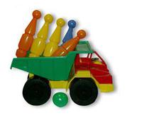 Детский игрушечный самосвал "Белаз" с кеглями