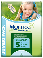 Детские подгузники Moltex nature no.1 5 "Junior Jumbo" 11-25 кг (64 штук)