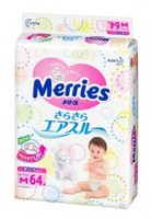 Детские подгузники  Merries  M (6-11 кг) 64 шт
